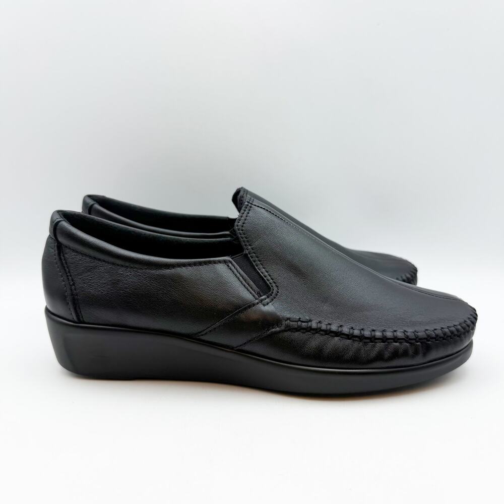 SAS Womens Dream Comfort Loafers US 8 Black Leather Hand Laced Moccasin NIB - Picture 4 of 13